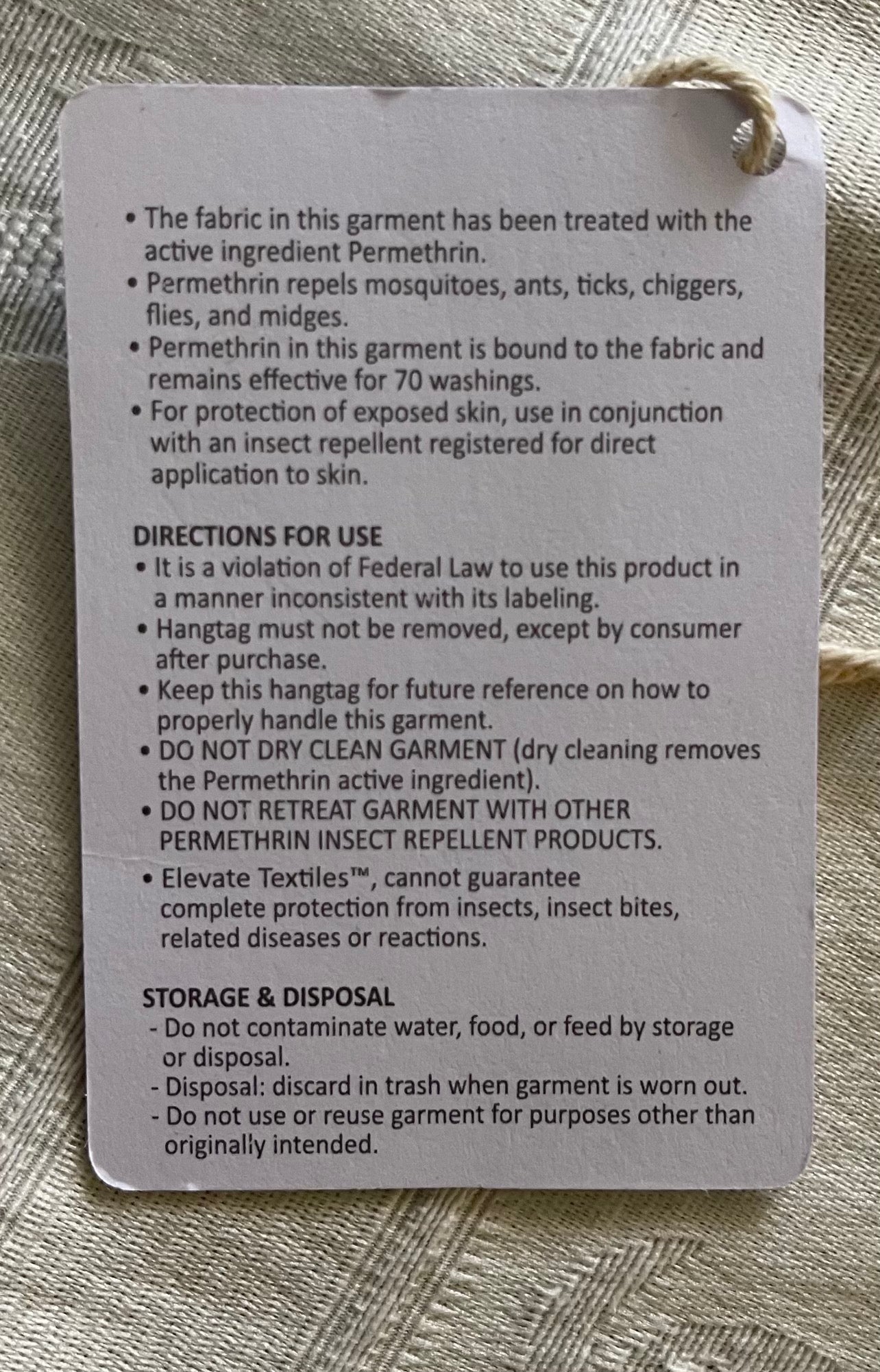 Care Instructions Card Back